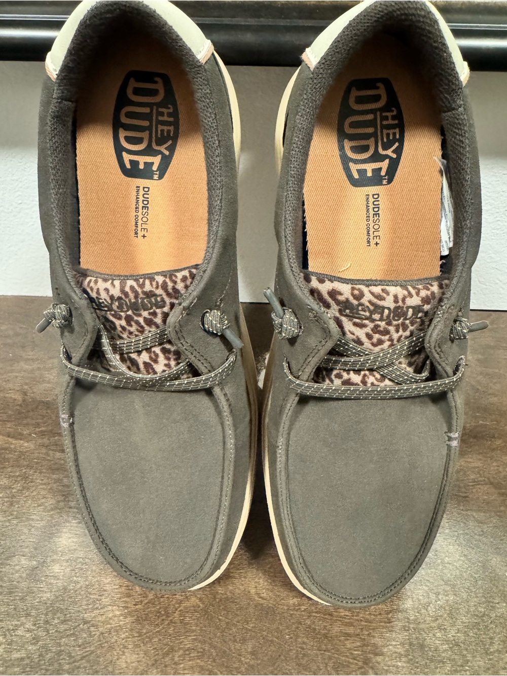 Women's Classic Wendy Nova Hey Dude with Leopard Accent